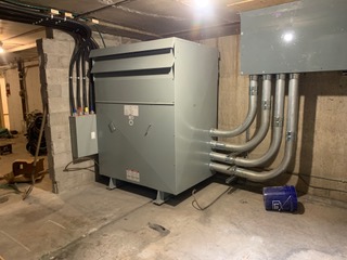 Completed transformer and switchgear conversion in the electrical room