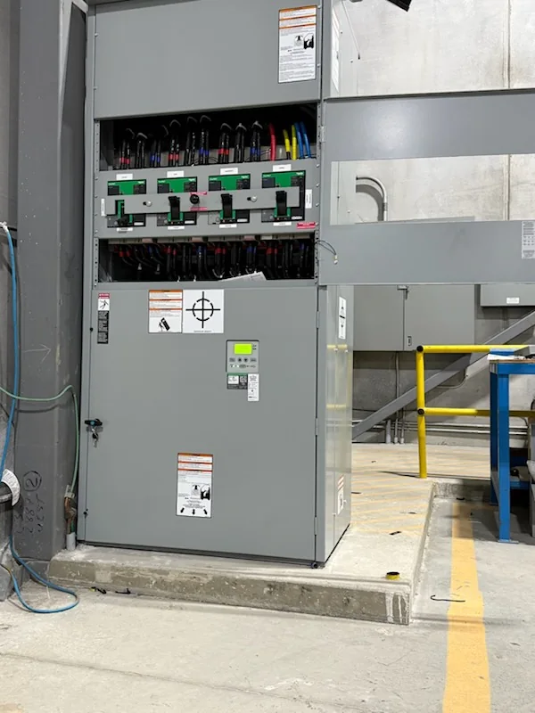 Transfer switch panel installed inside facility